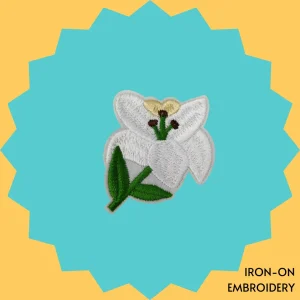 White Orchid Flower Iron-on Embroidery