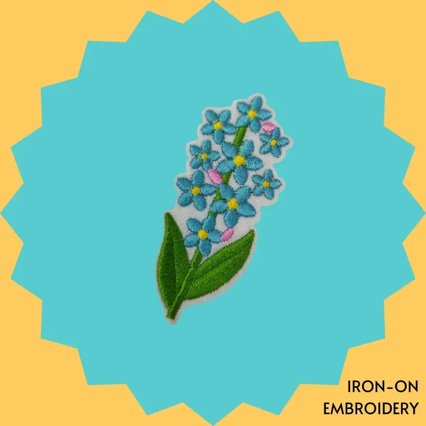 Iron-On-Patch-1555 Blue Hydrangea Flower Iron-on Embroidery