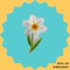 White Flower with Yellow Center Iron-on Embroidery