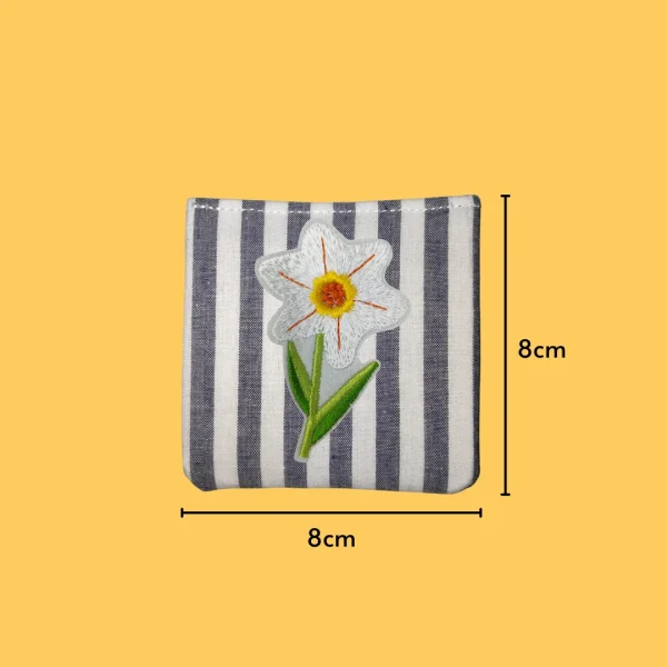 White Flower with Yellow Center Iron-on Embroidery