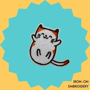 Cheerful Calico Cat Iron-on Embroidery
