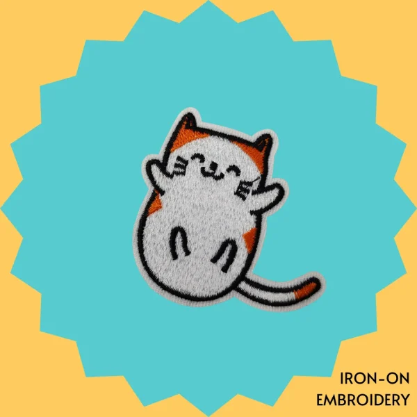 Iron-On-Patch-1581 Cheerful Calico Cat Iron-on Embroidery