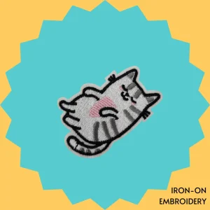 Relaxing Gray Tabby Cat Iron-on Embroidery