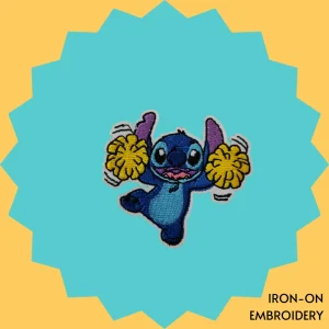Cheering Blue Monster Stitch Iron-on Embroidery