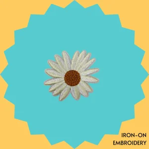 Sad White Daisy Iron-on Embroidery