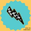 Checkered Lightning Bolt Iron-on Embroidery