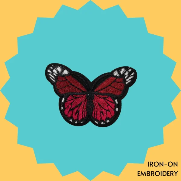 Iron-On-Patch-1689 Maroon Butterfly Iron-on Embroidery
