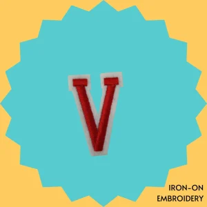 Red Large Letter 'V' Iron-on Embroidery
