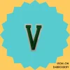 Green Large Letter 'V' Iron-on Embroidery