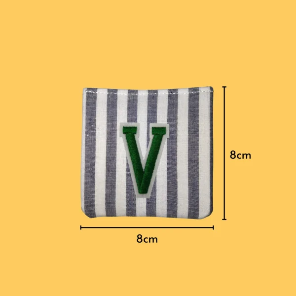 Green Large Letter 'V' Iron-on Embroidery