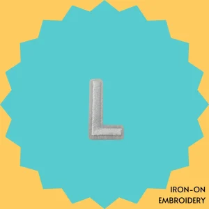 White Medium Letter 'L' Iron-on Embroidery