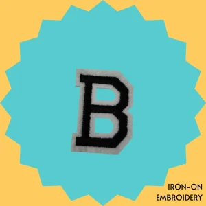 Black Large Letter 'B' Iron-on Embroidery