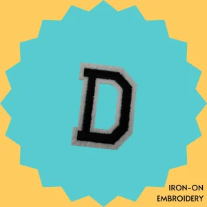 Black Large Letter 'D' Iron-on Embroidery