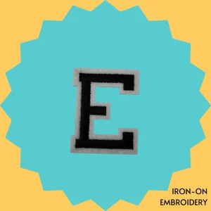 Black Large Letter 'E' Iron-on Embroidery