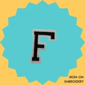 Black Large Letter 'F' Iron-on Embroidery