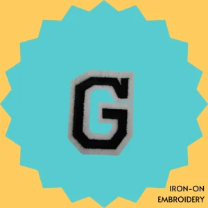 Black Large Letter 'G' Iron-on Embroidery
