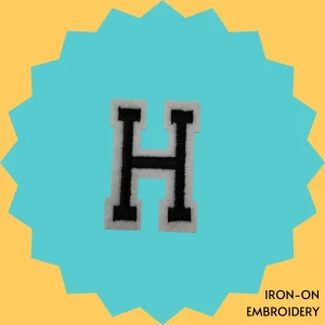 Black Large Letter 'H' Iron-on Embroidery
