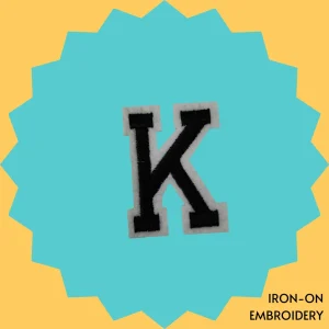 Black Large Letter 'K' Iron-on Embroidery