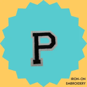 Black Large Letter 'P' Iron-on Embroidery