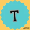 Black Large Letter 'T' Iron-on Embroidery