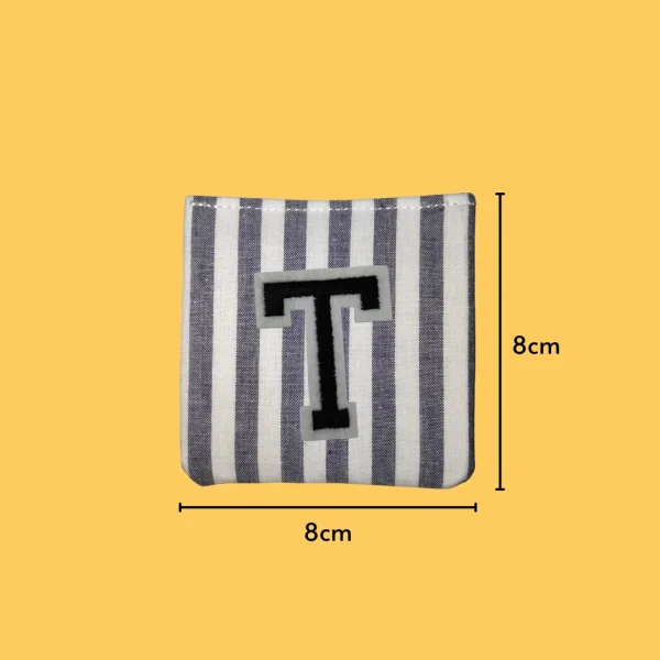 Black Large Letter 'T' Iron-on Embroidery