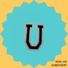Iron-On-Patch-1743 Black Large Letter 'U' Iron-on Embroidery