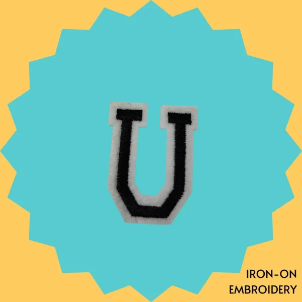 Iron-On-Patch-1743 Black Large Letter 'U' Iron-on Embroidery