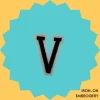Black Large Letter 'V' Iron-on Embroidery