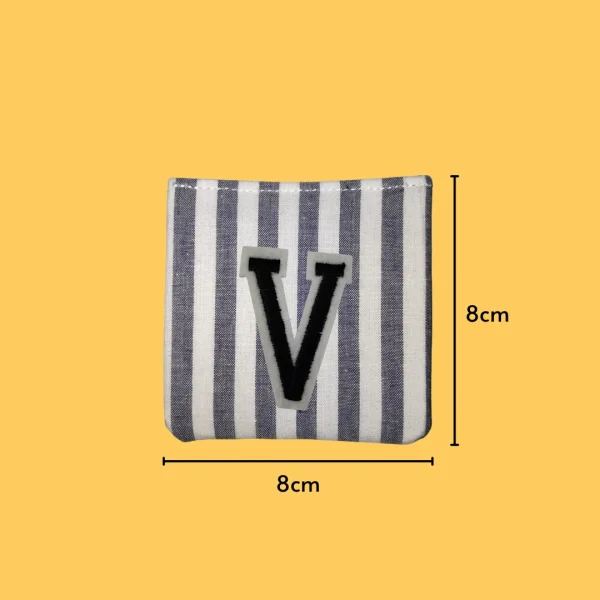 Black Large Letter 'V' Iron-on Embroidery