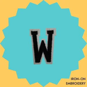 Black Large Letter 'W' Iron-on Embroidery
