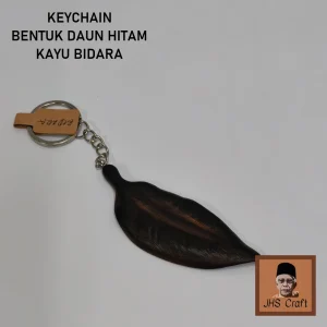 Keychain Bentuk Daun Hitam Kayu Bidara - JHS Craft